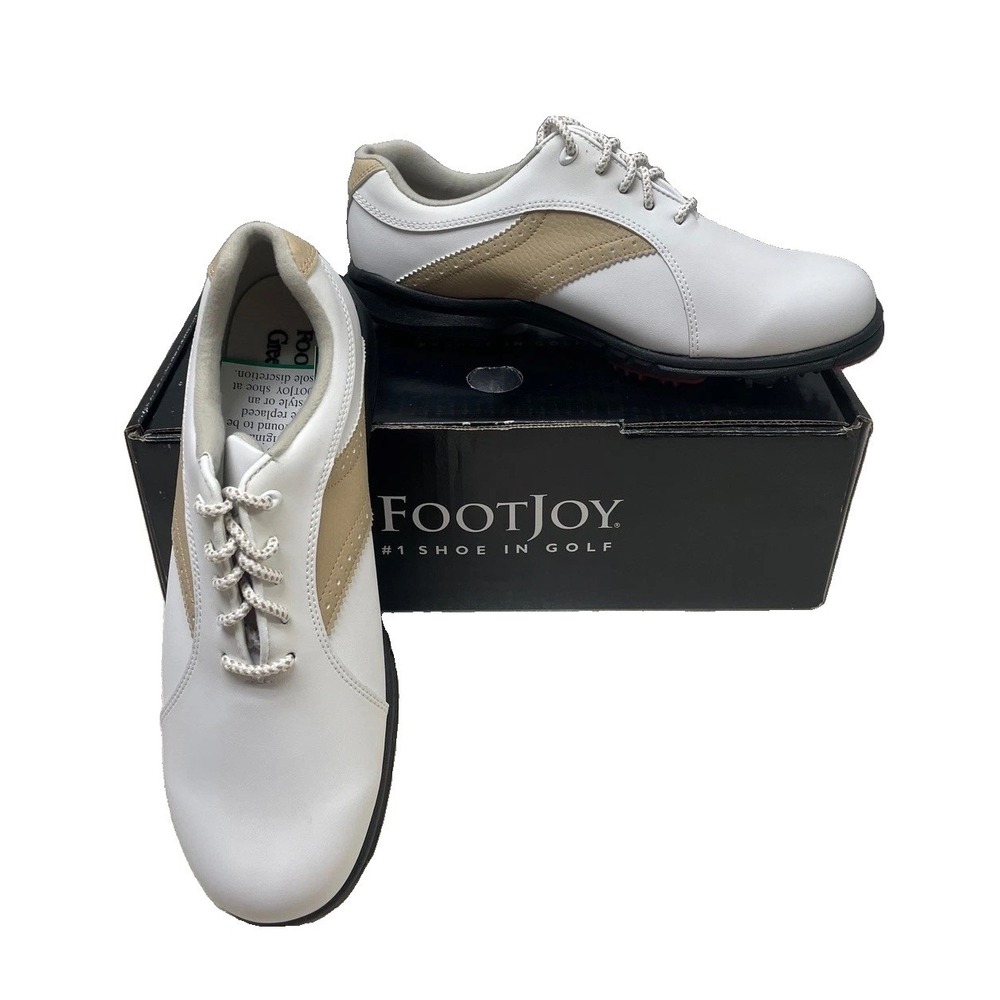 FootJoy GreenJoys Womens Golf Shoes White Taupe 48392 Size 9.5 Medium NEW